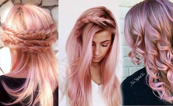 capelli biondi con ciocche rosa