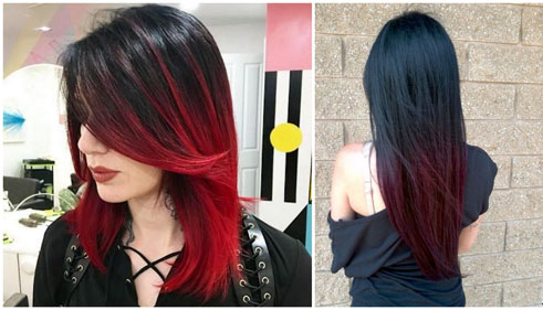 shatush rosso su capelli neri
