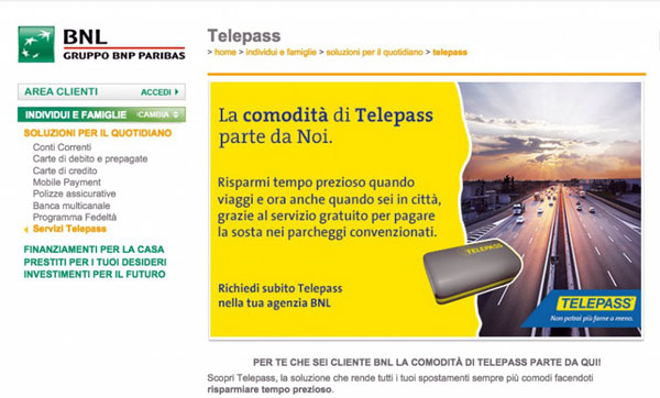 telepass area clienti